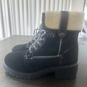 Olivia Miller Black and Cream Winter Boots